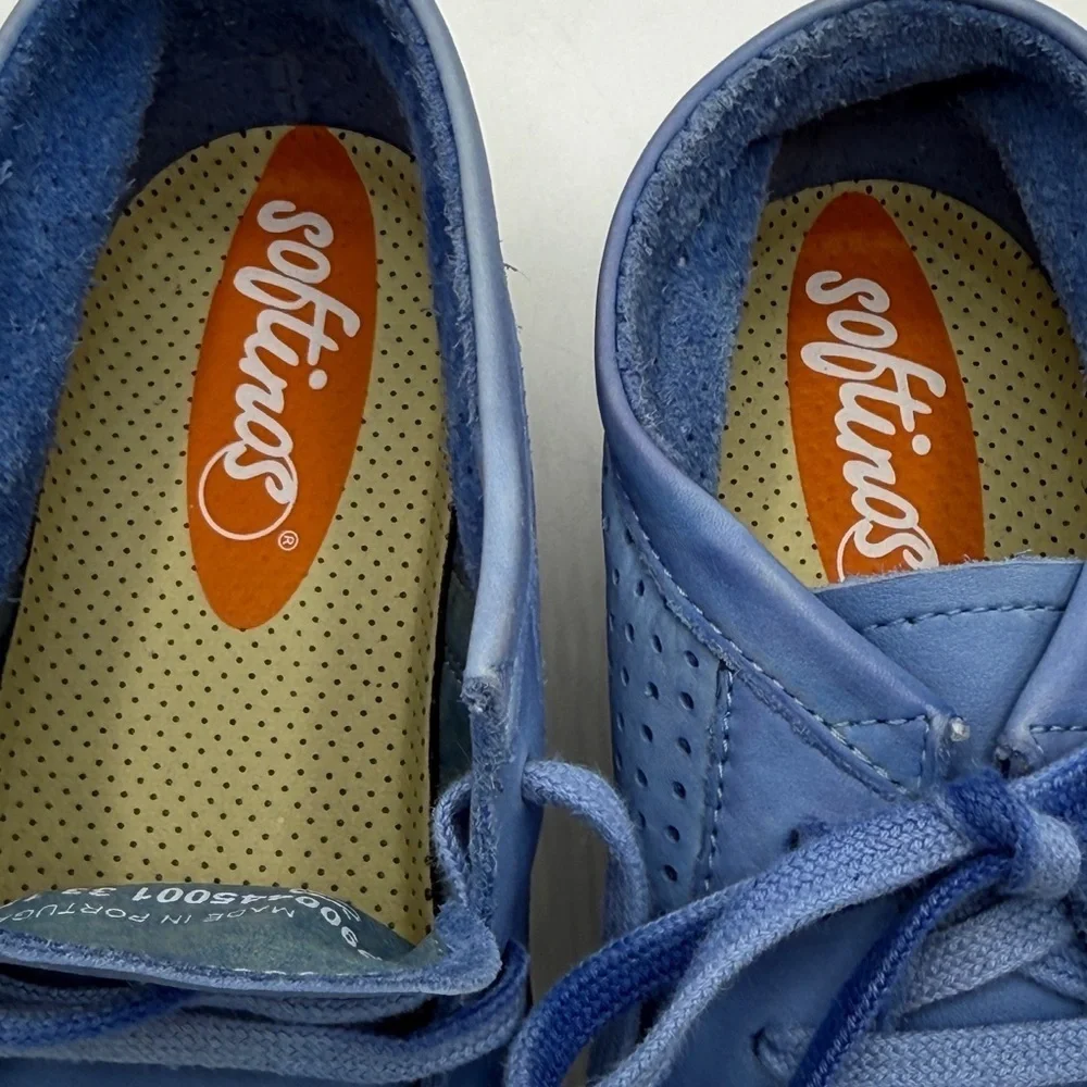 Softinos by FLY London Leather Lace-up Sneakers Ink Lavender Blue